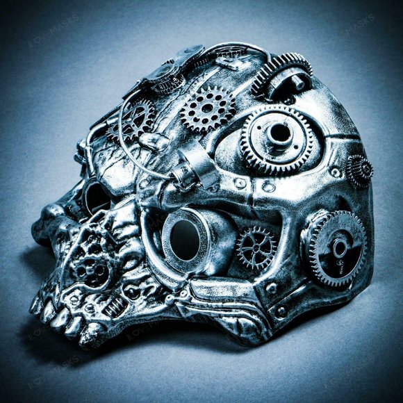 Steampunk Ghost Skull Robotic Masquerade PartyMask - Picture 5 of 7